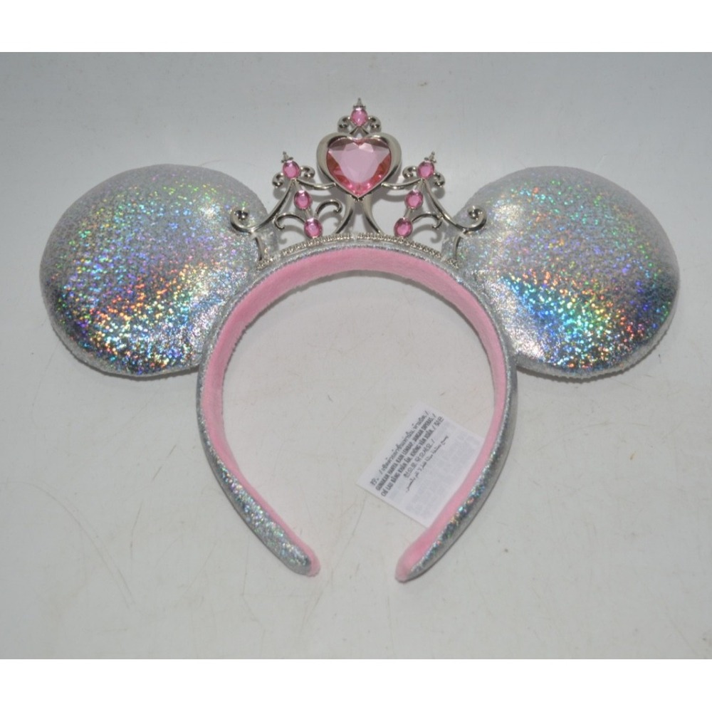 Disney- Parks Princess Iridescent Ears with Pink Heart Tiara Minnie Headband US